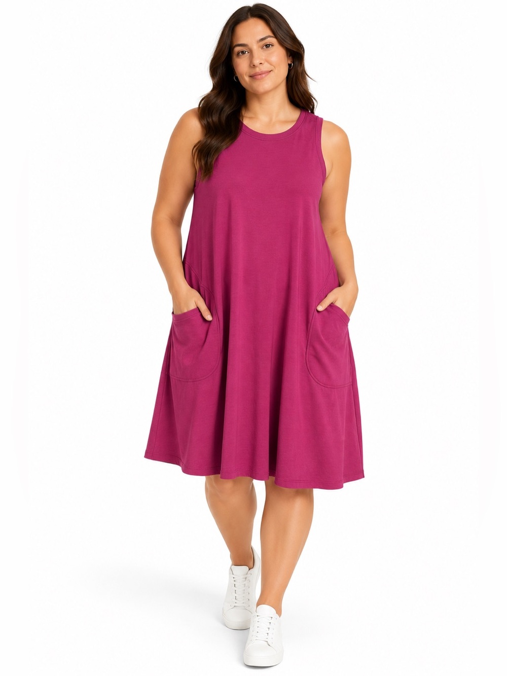 wool& Sierra Tank Dress Berry Pink Merino Wool Blend Size 1X